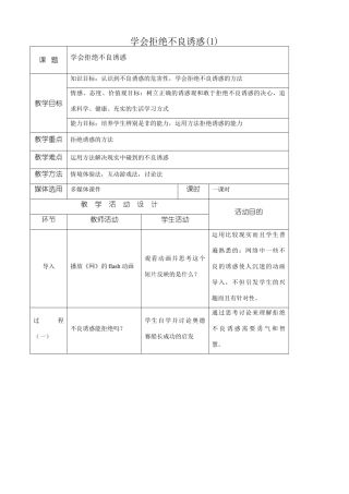 新人教版七年级政治上册学会拒绝不良诱惑(1)
