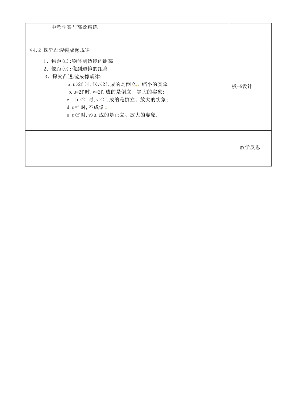 江苏省沭阳银河学校八年级物理上册《探究凸透镜成像规律》教案3 苏科版_第3页