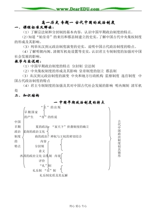 高一历史 专题一 古代中国的政治制度