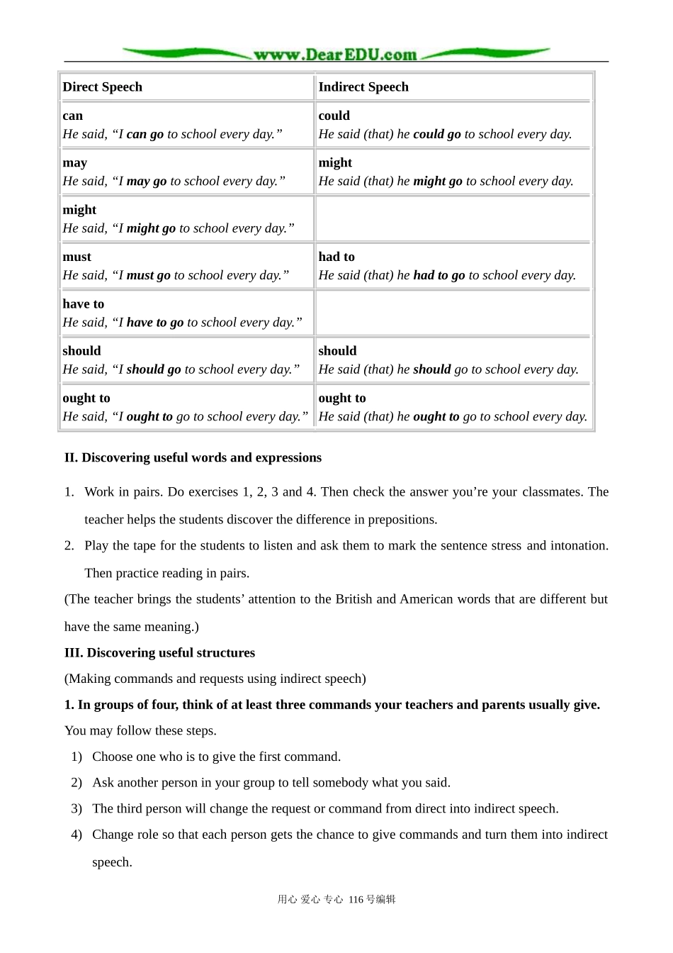 高中英语Unit 2 Learing about language教案 新课标 人教版 必修1_第3页