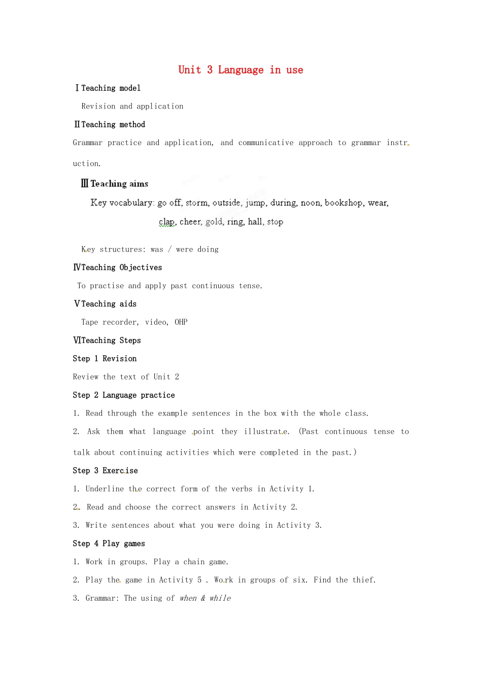 天津市武清区杨村第五中学八年级英语上册《Module 6 A famous story Unit 3 Language in use》教案 外研版_第1页