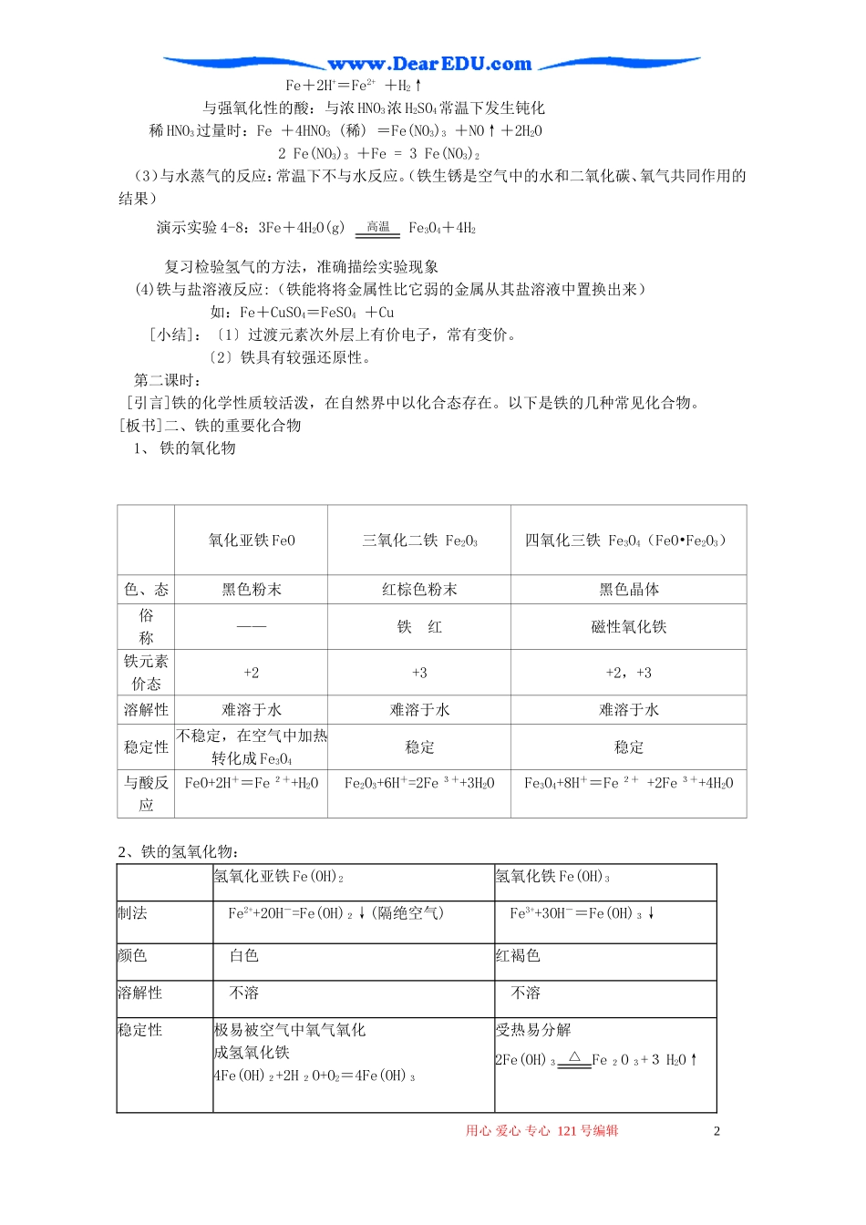 高二化学铁和铁的化合物集体备课教案_第2页