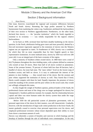 外研版英语必修10 Module3 Slavery and the American Civil War-Background information