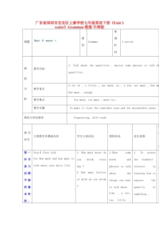 广东省深圳市宝安区上寮学校七年级英语下册《Unit 5 water》Grammar教案 牛津版