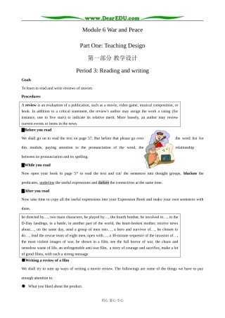 外研版英语必修6 Module6 Period3 Reading and writing
