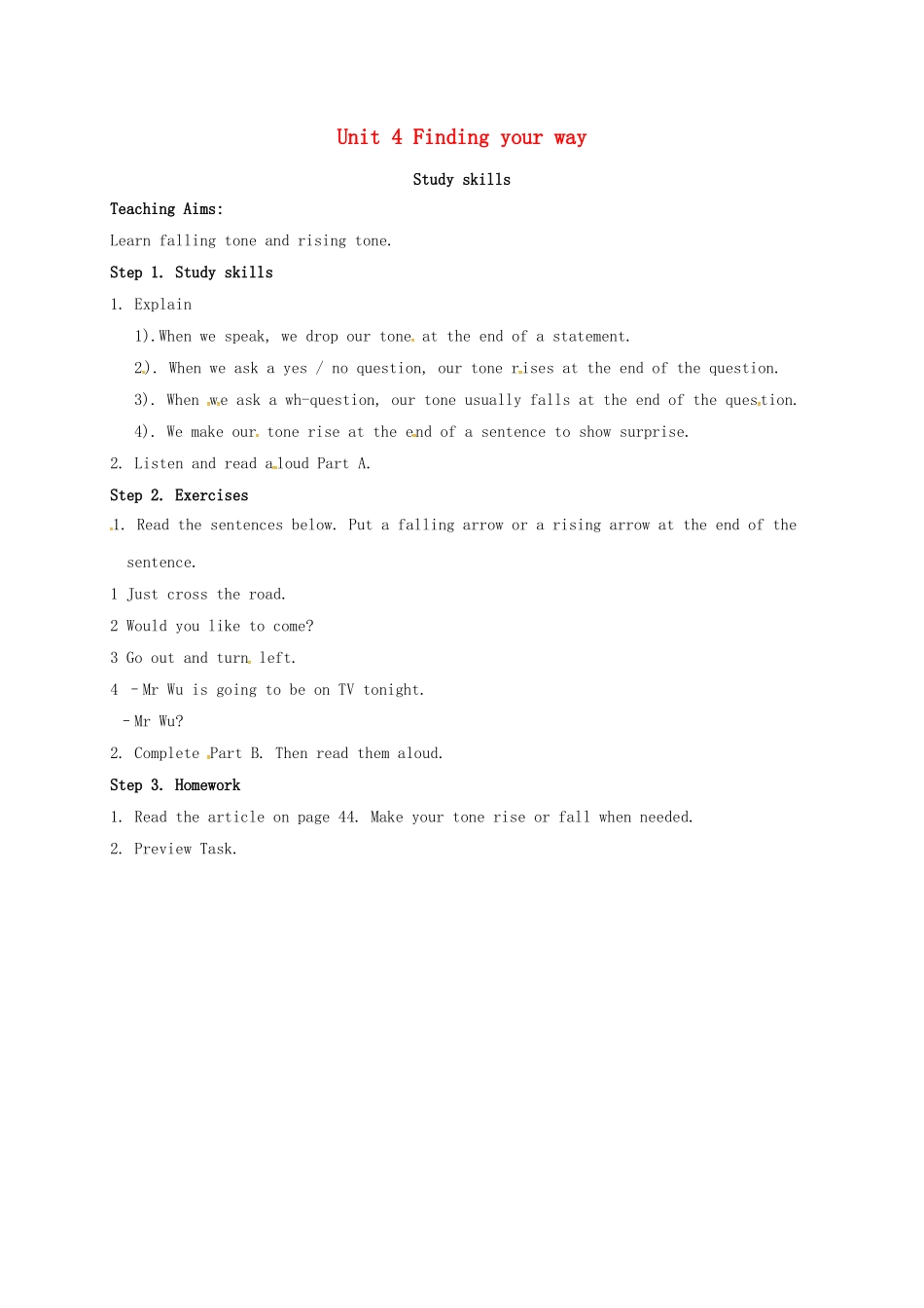 江苏省镇江市丹徒区七年级英语下册《Unit 4 Finding your way》教案（6）（新版）牛津版-（新版）牛津版初中七年级下册英语教案_第1页