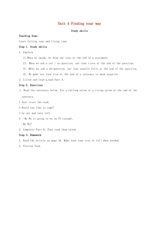 江苏省镇江市丹徒区七年级英语下册《Unit 4 Finding your way》教案（6）（新版）牛津版-（新版）牛津版初中七年级下册英语教案