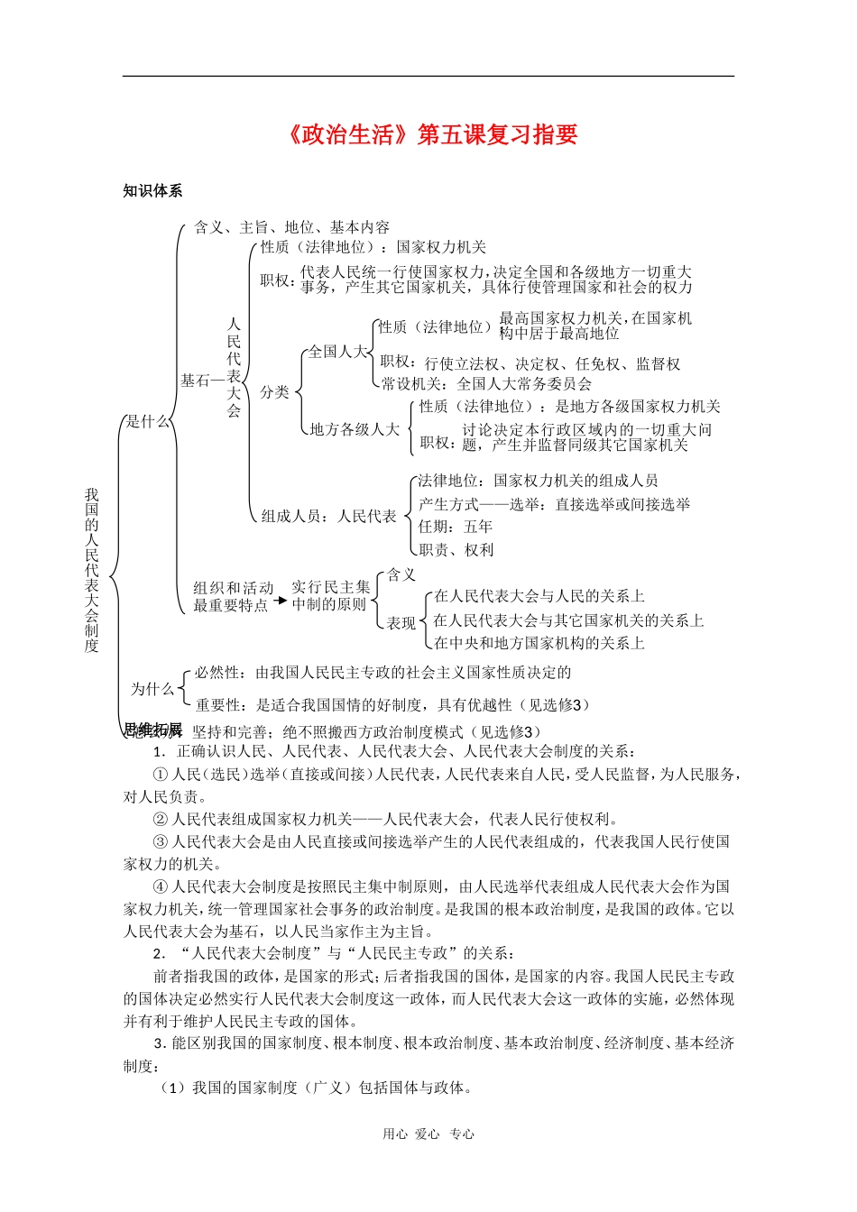 高中政治：《我国的人民代表大会制度》学习指要（新人教版）_第1页