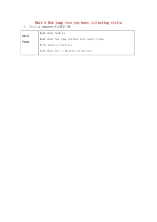 安徽省滁州二中八年级英语上册 Unit 6 How long have you been collecting shells教案 人教新目标版