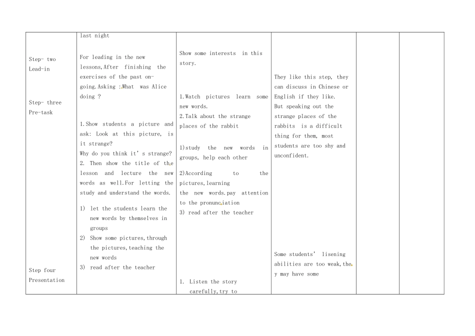 小学八年级英语上册 Module 7 Unit 2 She was thinking about her cat教案1 （新版）外研版-（新版）外研版初中八年级上册英语教案_第3页