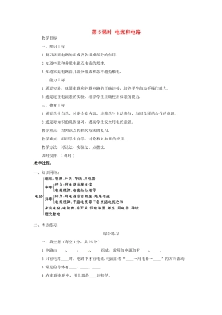 广西桂林市第十二中学中考物理第一轮复习 第5课时 电流和电路教案 新人教版