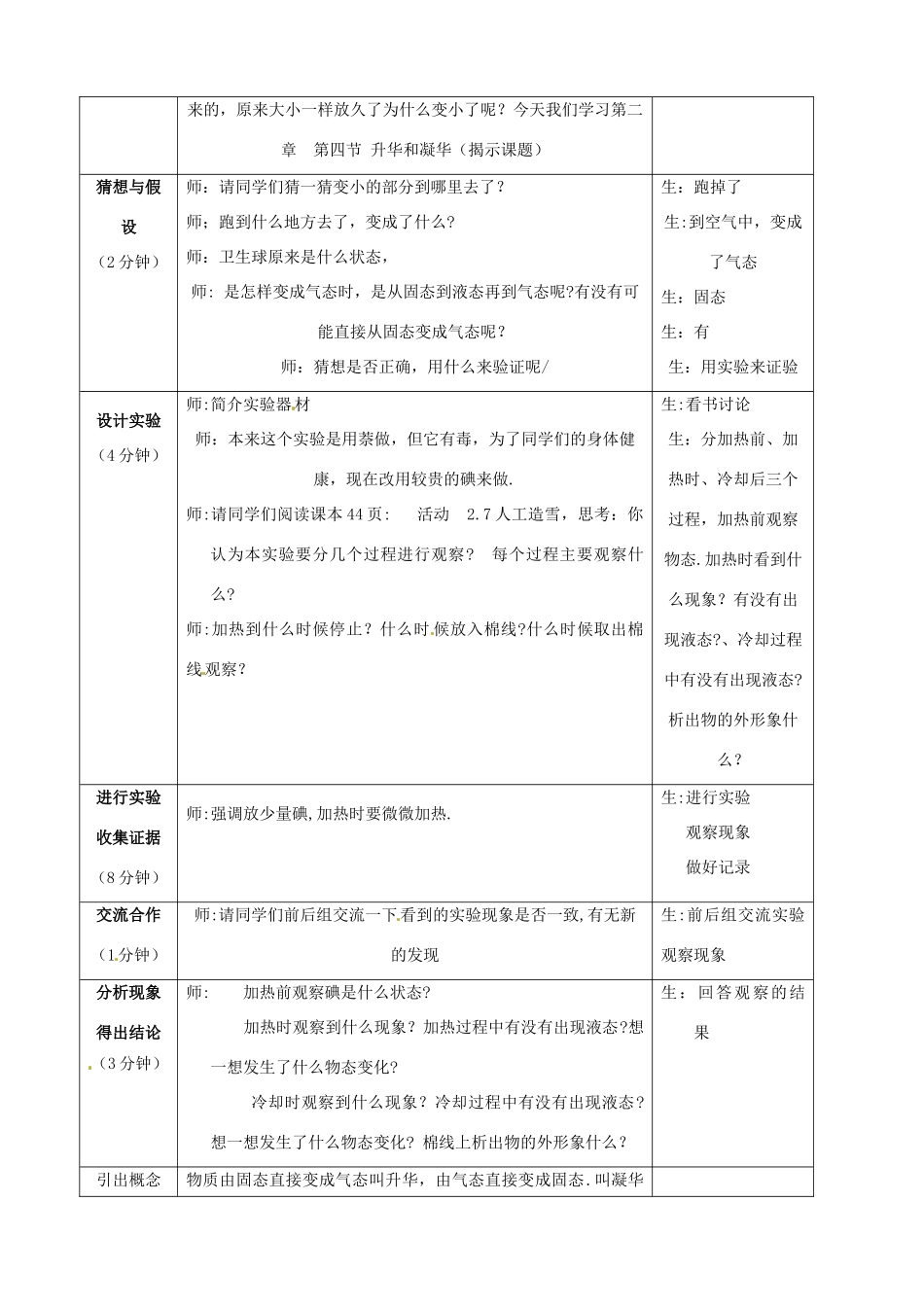 云南省建水县建民中学八年级物理上册《3.4 升华和凝华》教案 （新版）新人教版_第2页