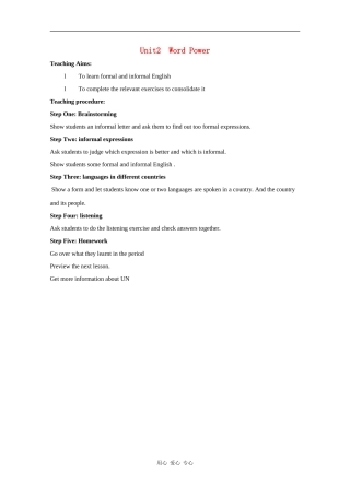 高中英语：unit2language-word power教案（牛津译林版必修3）