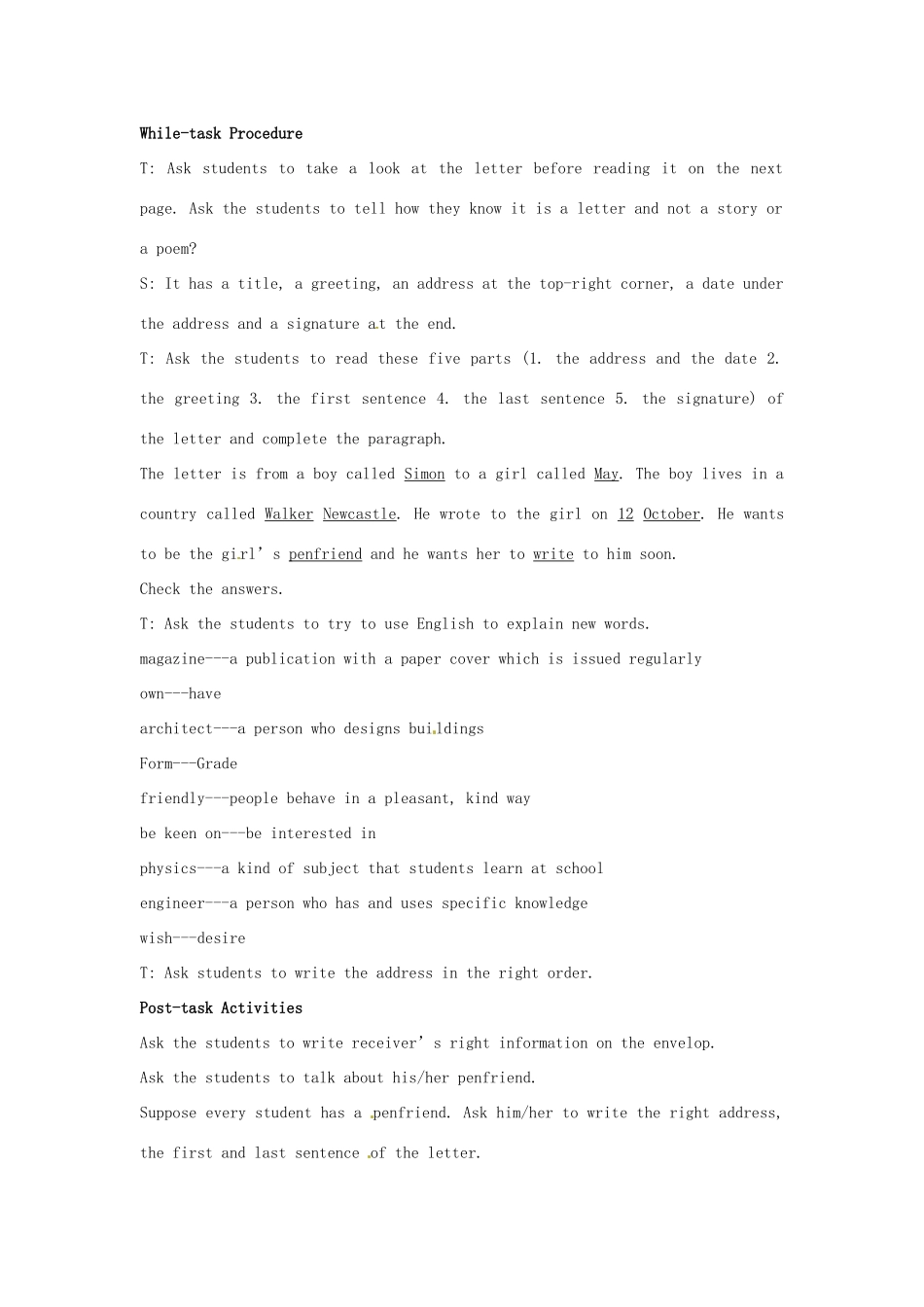七年级英语上册 Unit 1 Period One Reading I复习教案 （新版）牛津深圳版-牛津深圳版初中七年级上册英语教案_第2页