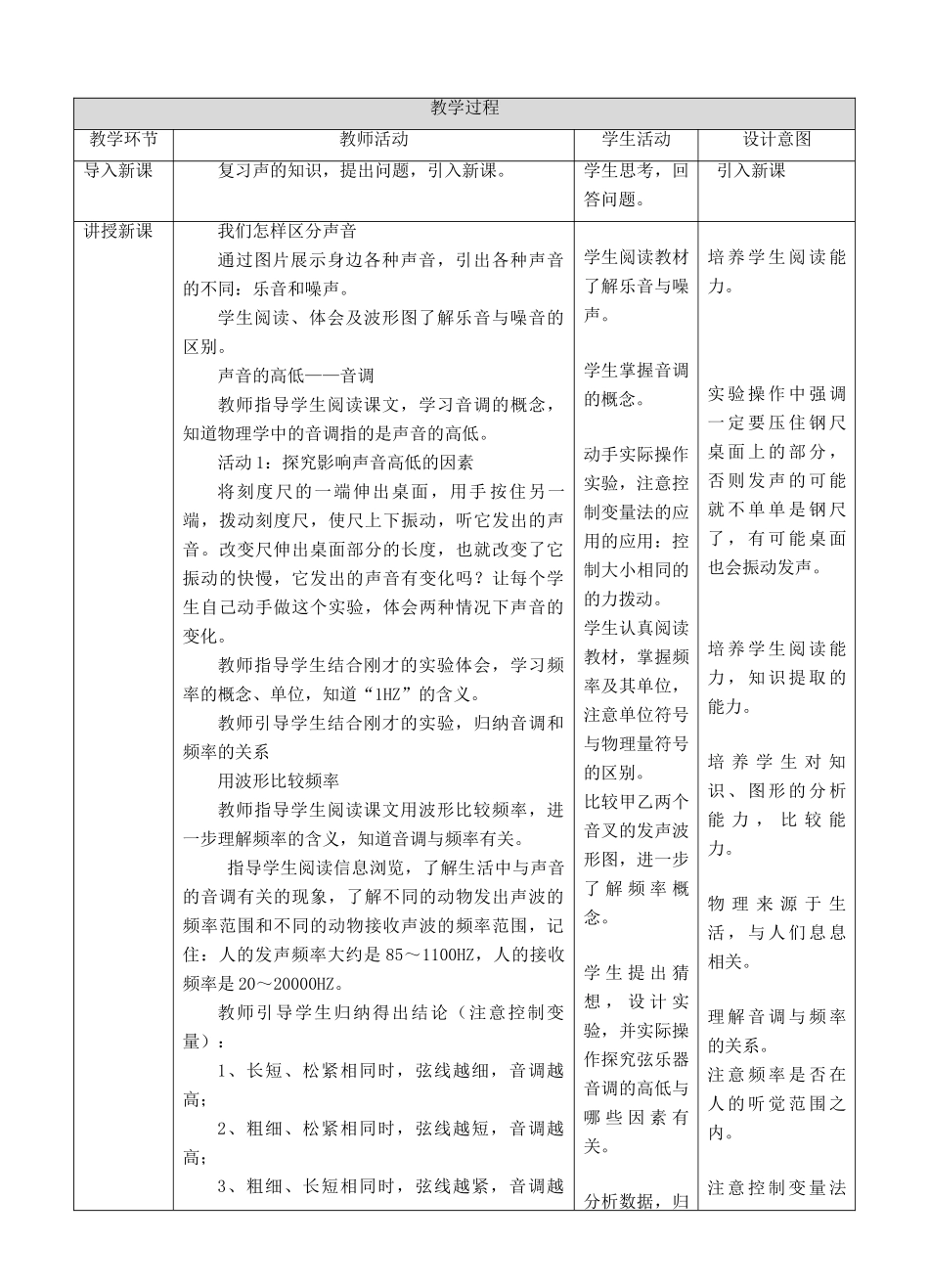 八年级物理上册 2.2 我们怎样区分声音教学设计 （新版）粤教沪版-（新版）粤教沪版初中八年级上册物理教案_第2页