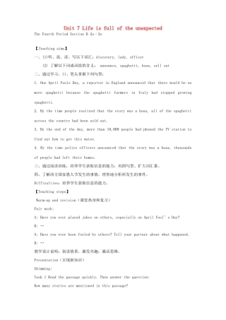 九年级英语全册 Unit 7 Life is full of the unexpected教案4 （新版）鲁教版五四制-鲁教版五四制初中九年级全册英语教案