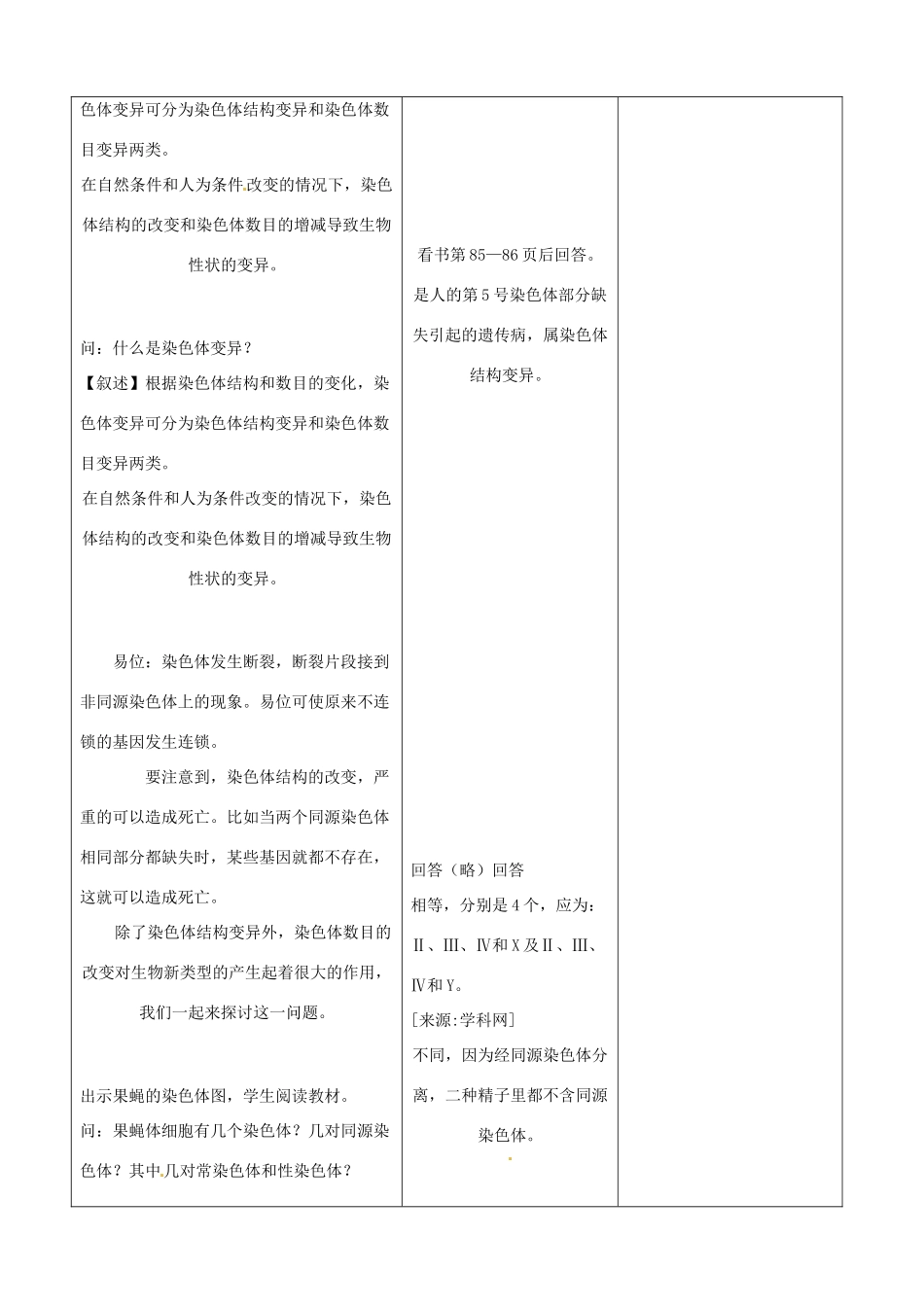 山东省郯城县第三初级中学高三生物上册《染色体变异》教案 新人教版_第2页