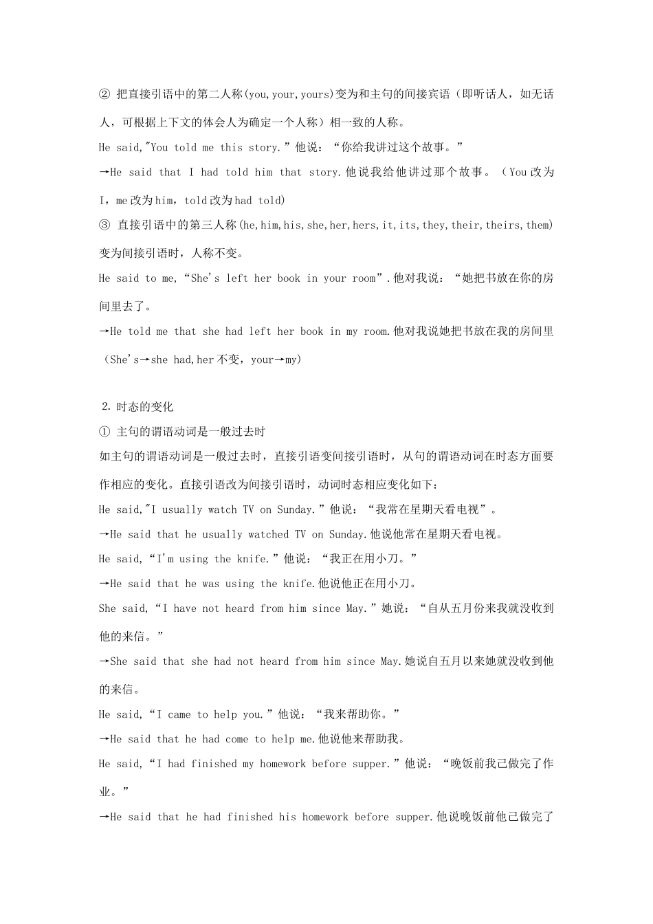 高中英语 语法专题20 间接引语教案（含解析）新人教版必修1-新人教版高一必修1英语教案_第2页