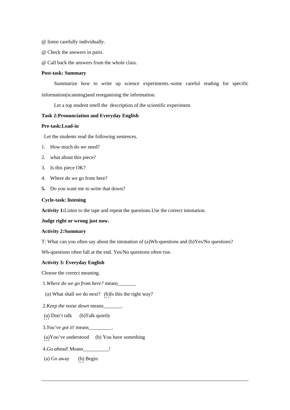 高中英语：Module5 A lesson in a lab-listening，speaking&writing教案（3）（外研版必修1）_第2页