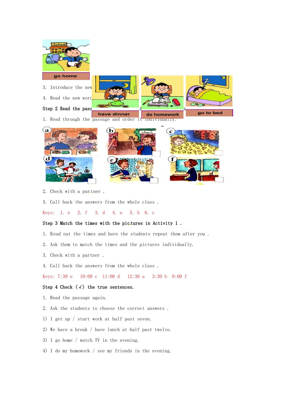 七年级英语上册 Module 5 My school day Unit 2 We start work at nine o’clock教案 （新版）外研版-（新版）外研版初中七年级上册英语教案_第3页