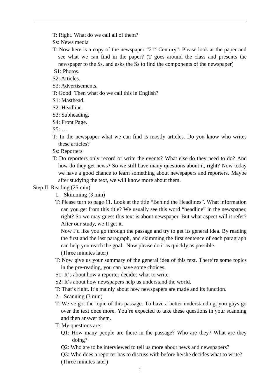 高二英语：Teaching Plan for Lesson 2, Unit 2 (SEFC Book 2A)教案人教版_第2页