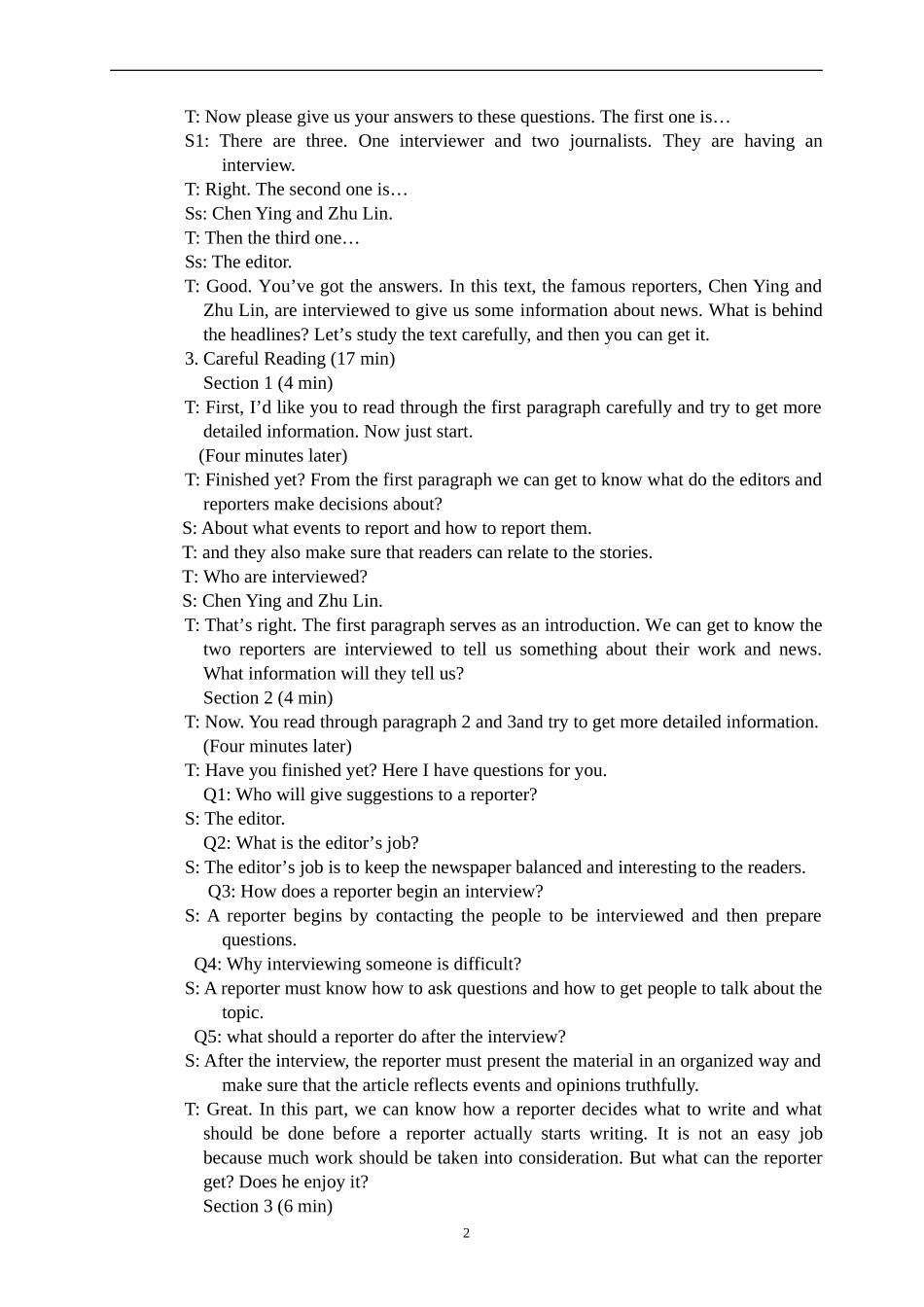 高二英语：Teaching Plan for Lesson 2, Unit 2 (SEFC Book 2A)教案人教版_第3页