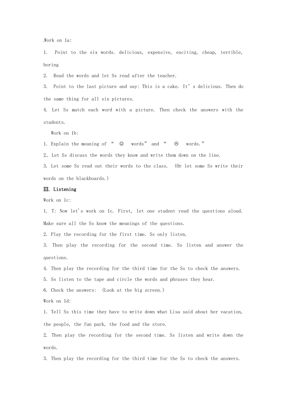 七年级英语上册 Unit 5 Where did you go on vacation？Section B（1a-2e）精品教案 鲁教版五四制_第2页