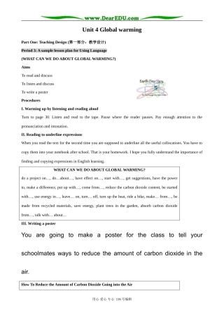 高中英语Unit 4 Global warming Using language