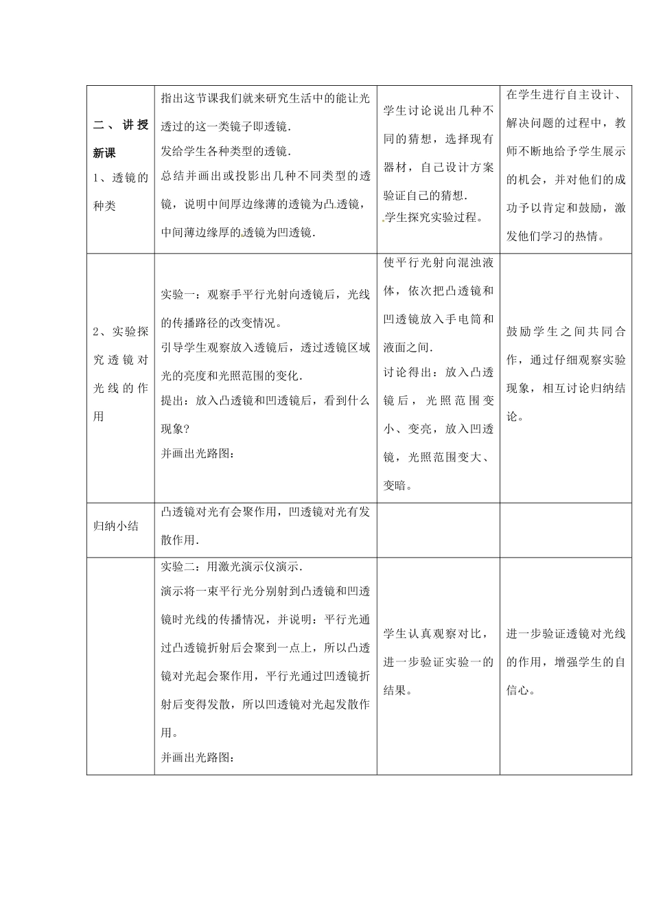 山东省惠东县白花镇第一中学八年级物理上册《3.5 奇妙的透镜》教学设计 粤教沪版_第3页