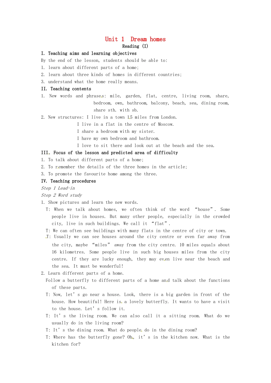 七年级英语下册 Unit 1 Dream homes（第2课时）教案 （新版）牛津版-（新版）牛津版初中七年级下册英语教案_第1页