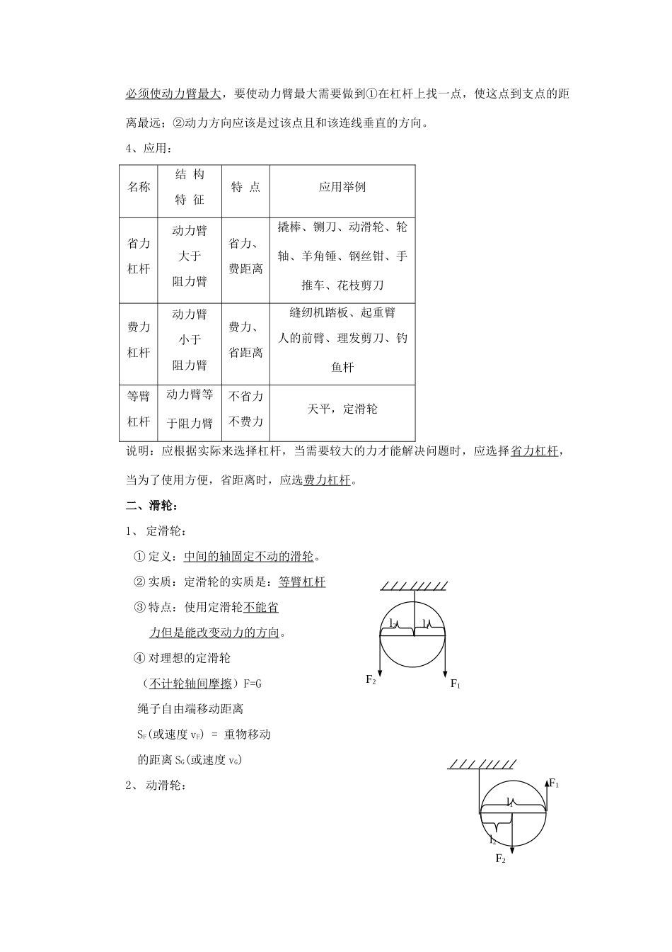 八年级物理：第九章机械与人复习提纲 沪科版_第2页
