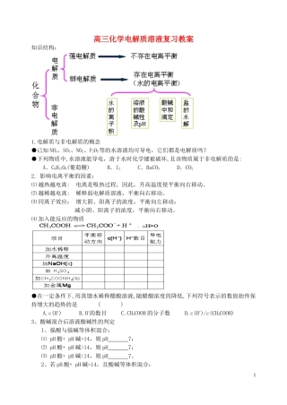 高三化学电解质溶液复习教案