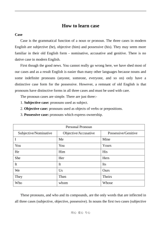 高中英语Unit8 Learning a foreign language文章 How to learn case人教版第三册
