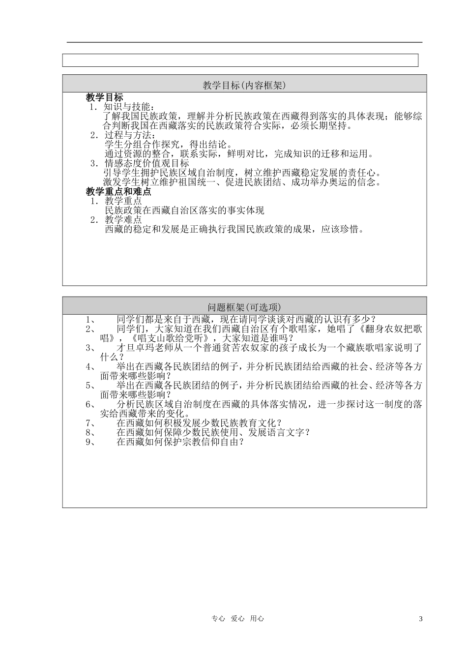 高中政治 团队成果，全国示范案例：《我国民族政策在西藏自治区的落实》 新人教版必修2_第3页
