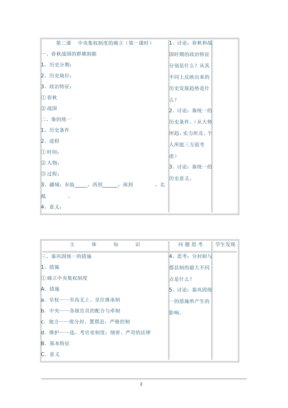 高一历史精华教案 中央集权制度的确立_第2页