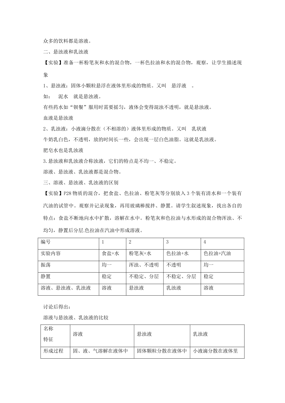 八年级科学上册 物质在水中的分散教案 浙教版_第3页