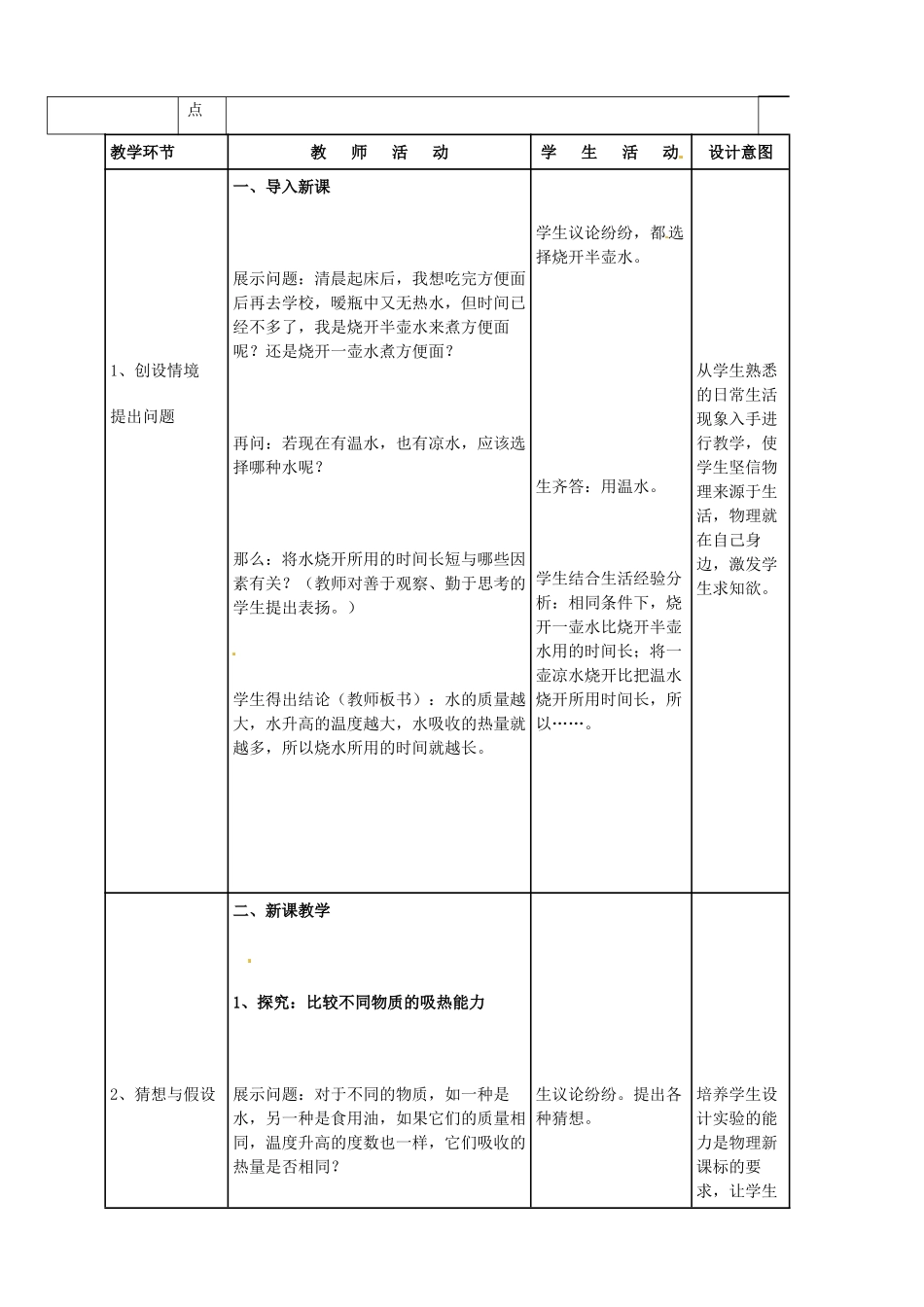 吉林省四平市第十七中学九年级物理全册《13.3 比热容》教案 （新版）新人教版_第2页