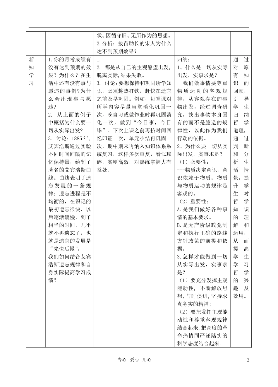 高中政治 一切从实际出发 实事求是教案 新人教版必修4_第2页