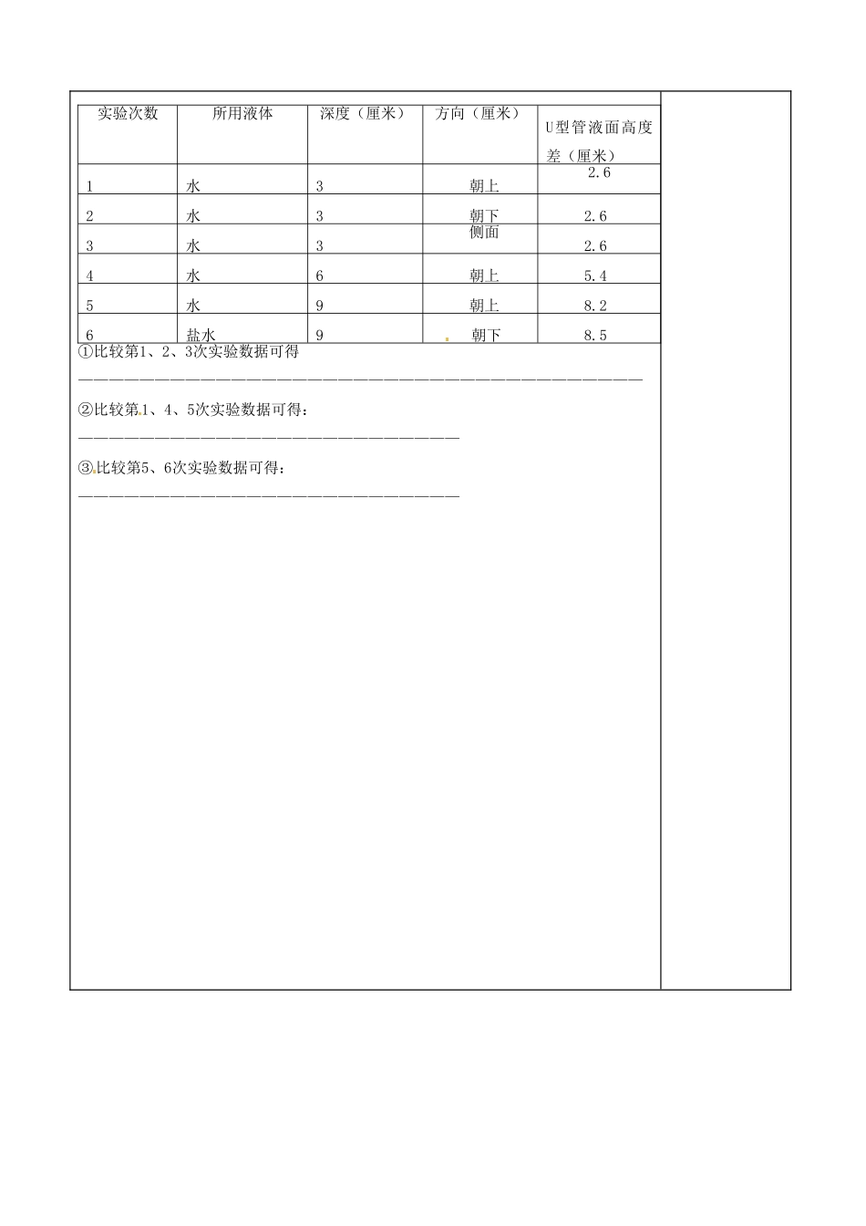 江苏省泰州市白马中学八年级物理下册《10.2 液体的压强》教学案 苏科版_第3页
