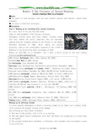 高中英语Module 3 The Violence of Nature-Reading