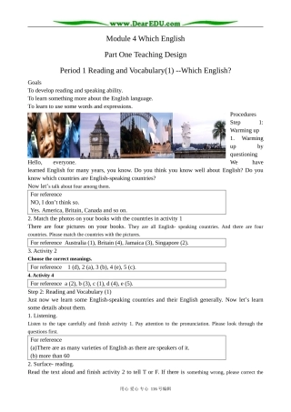 高中英语必修8Module 4 Which English--Reading and Vocabulary(1)