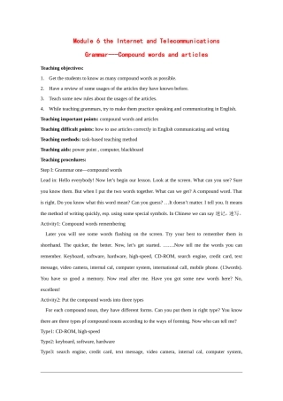高中英语：module6 grammar教案（外研版必修1）