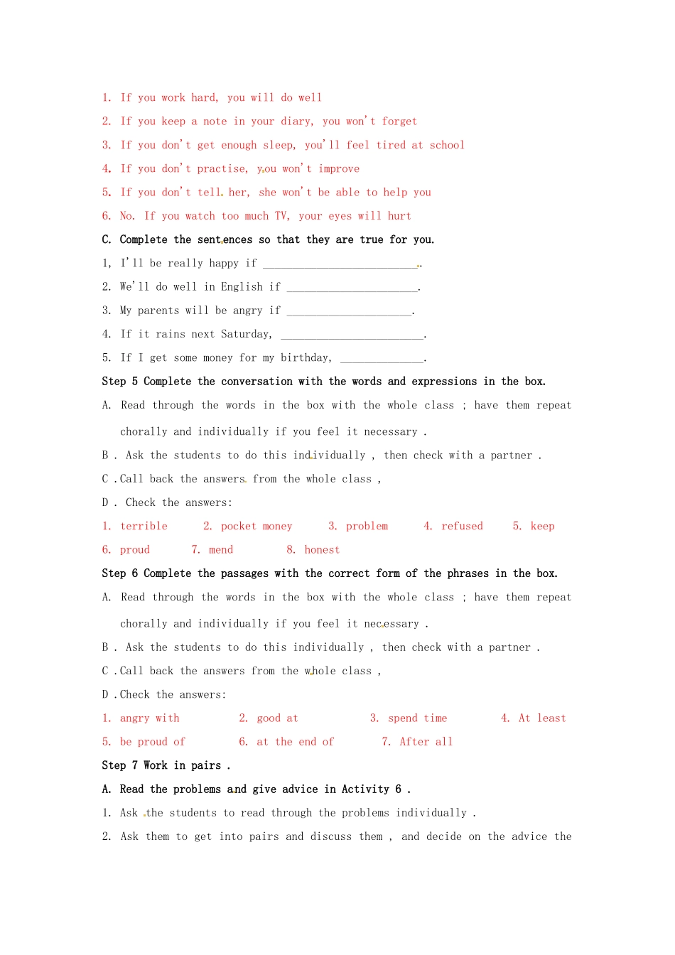天津市武清区杨村第五中学八年级英语下册《Module 5 Problems Unit 3 Language in use》教案 外研版_第3页