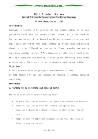 人教版英语选修7 Unit3 Under the sea--Period3