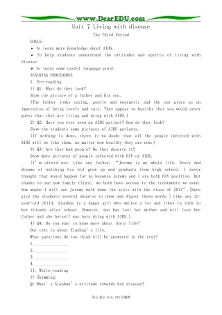 人教版高中英语第二册Unit7 Living with disease--The Third Period