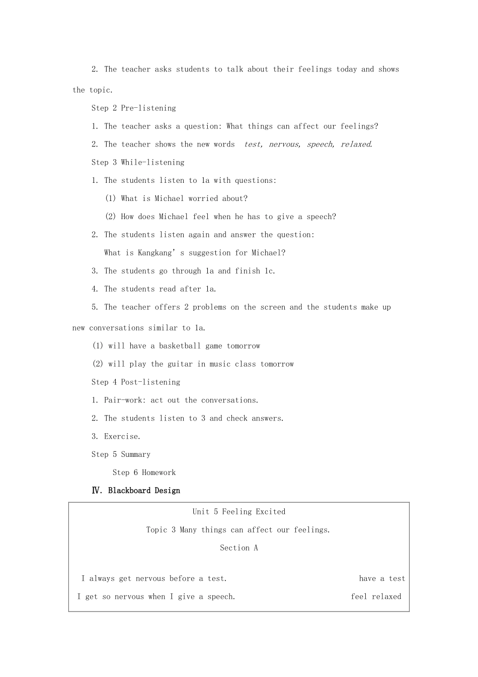 八年级英语下册 Unit 5 Feeling Excited Topic 3 Many things can affect our feelings Section A教案 （新版）仁爱版-（新版）仁爱版初中八年级下册英语教案_第2页