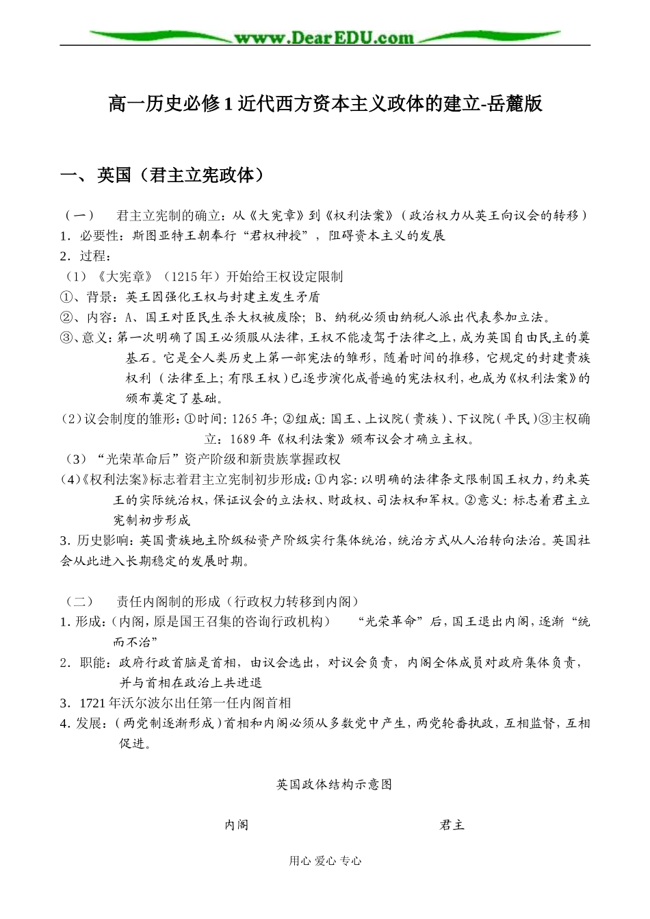 高一历史必修1 近代西方资本主义政体的建立-岳麓版_第1页
