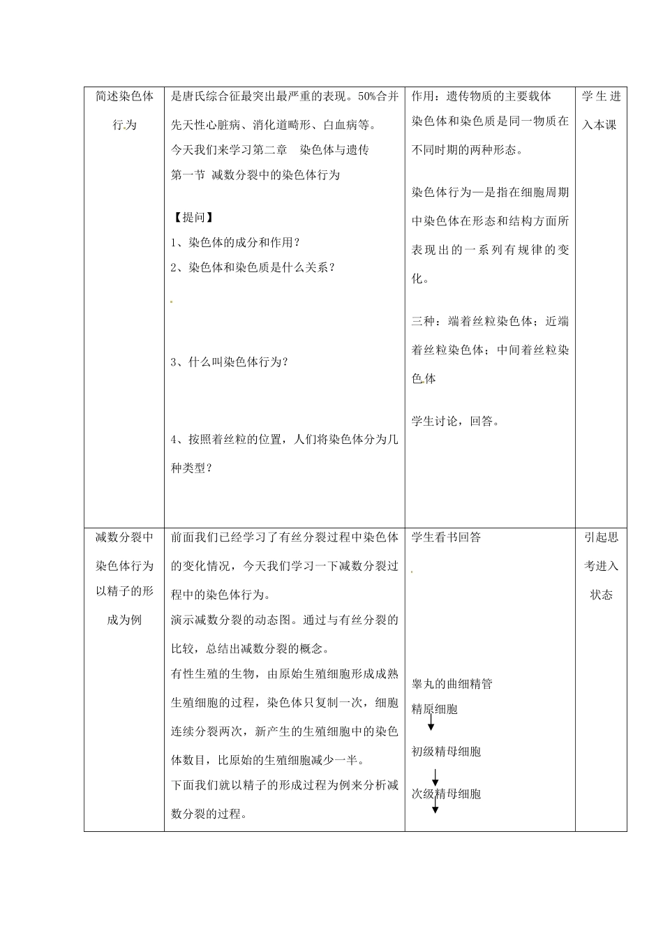 江苏省邗江区瓜洲中学高中生物《21减数分裂中的染色体行为》教案 新人教版必修2_第2页