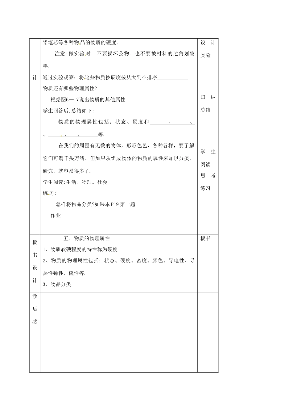 江苏省淮安市八年级物理下册 6.5物质的物理属性教案 （新版）苏科版-（新版）苏科版初中八年级下册物理教案_第2页
