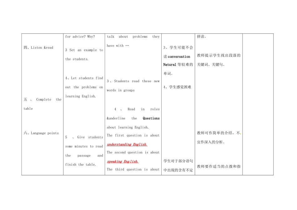 小学八年级英语上册 Module 1 Unit 2 You should smile at her教案 （新版）外研版-（新版）外研版初中八年级上册英语教案_第3页